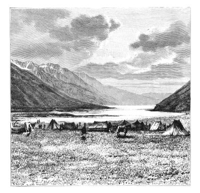 معسكر البعثة الإنجليزية لعام 1871 ، بحيرة بانج كونج ، التبت ، 1895 بواسطة غير معروف
