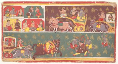 حلقات من Krishna's Life: Folio from a Bhagavata Purana Ancient Stories of Lord Vishnu، c1700. بواسطة غير معروف