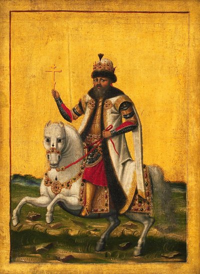 صورة الفروسية للقيصر ميخائيل الأول فيودوروفيتش من روسيا 1596-1645 ، ج. 1650-1660. بواسطة غير معروف
