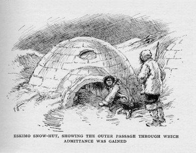 Eskimo Snow-Hut ، تظهر الممر الخارجي الذي تم من خلاله الحصول على القبول ، c1927 ، 1928 بواسطة غير معروف