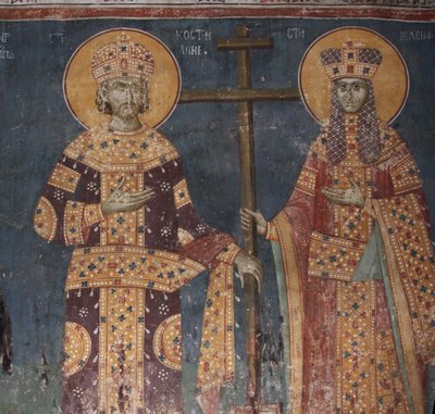 تمجيد الصليب. القديسين قسطنطين الكبير وهيلينا ، 1321-1322 بواسطة غير معروف