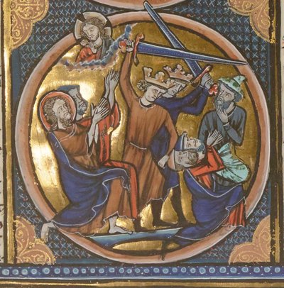 إعدام اليهود. صورة مصغرة من الشعارات الكتابية ، 1220-1230. بواسطة غير معروف