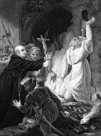 إعدام توماس كرانمر ، رئيس أساقفة كانتربري ، أكسفورد ، 1556 منتصف القرن التاسع عشر بواسطة غير معروف