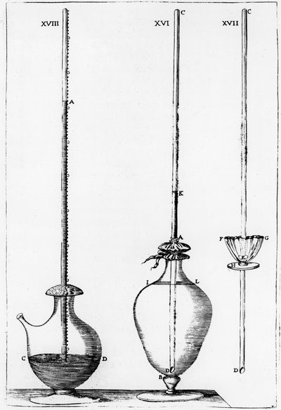 البارومترات التجريبية التي استخدمتها Accademia dell Cimento ، فلورنسا ، إيطاليا ، 1691 بواسطة غير معروف