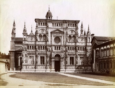 الواجهة ، كنيسة Certosa di Pavia Charterhouse of Pavia Lombardy ، شمال إيطاليا ، 1890 بواسطة غير معروف
