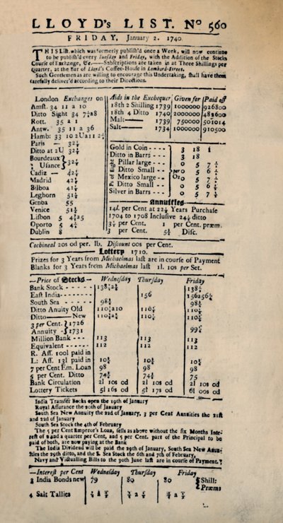نسخة طبق الأصل من أقرب نسخة موجودة من قائمة لويدز ، c1740s ، 1928 بواسطة غير معروف