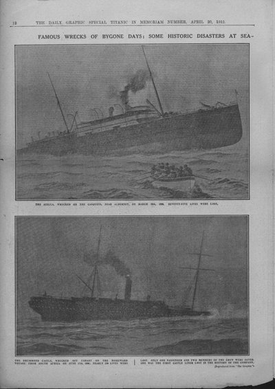 حطام الأيام الخوالي الشهيرة: بعض الكوارث التاريخية في البحر ، 20 أبريل 1912. بواسطة غير معروف