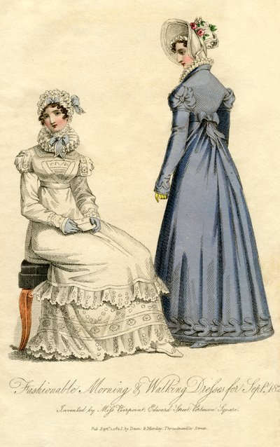 فساتين عصرية للمشي وصباح من سبتمبر 1823 بواسطة غير معروف