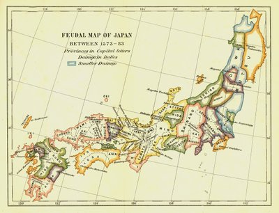 خريطة إقطاعية لليابان بين 1573-83 ، 1903. بواسطة غير معروف