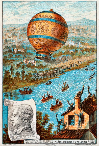 الرحلة الجوية الأولى ل Pilâtre de Rozier and dArlandes ، باريس ، فرنسا ، 1783 1890. بواسطة غير معروف