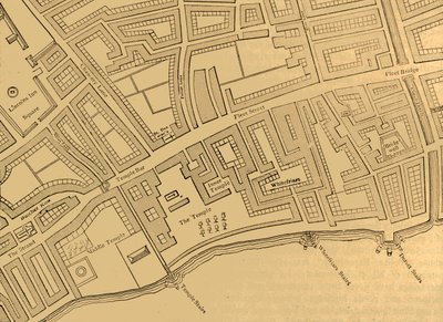 شارع فليت ، المعبد ، إلخ ، من خريطة لندن ، تم نشره عام 1720 ، 1897. بواسطة غير معروف