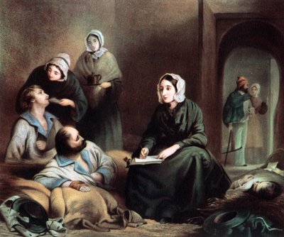 فلورنس نايتنجيل ، ممرضة بريطانية ومصلحة مستشفى ، في مستشفى سكوتاري ، تركيا ، 1855 بواسطة غير معروف