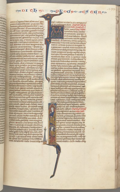 فول. 199 و ، استير ، تاريخ مبدئي ، شخصان من الذكور جالسين ، ج. 1275-1300. بواسطة غير معروف