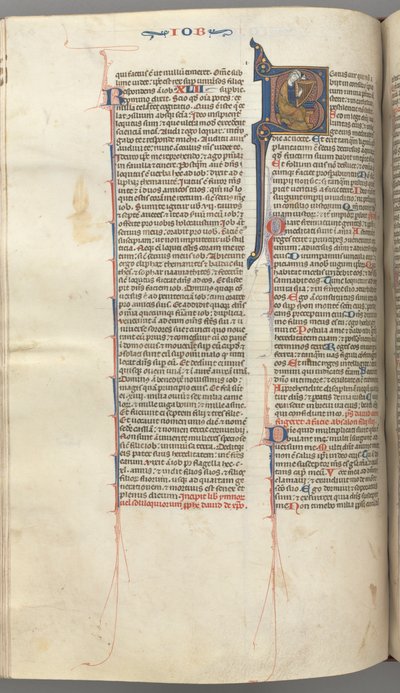 فول. 214v ، مزمور 1 ، تاريخ 8 مبدئي ، ديفيد هاربينج ، ج. 1275-1300. بواسطة غير معروف