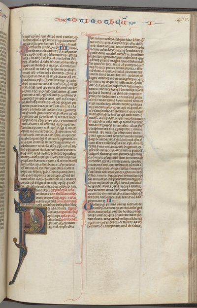 فول. 456 و ، تيموثاوس الأول ، تاريخ P الأولي ، بولس جالس ، ج. 1275-1300. بواسطة غير معروف