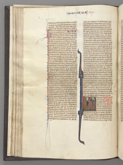 فول. 46v ، أرقام ، تاريخ مبدئي لام ، موسى بقرون ، راكع أمام الله ، ج. 1275-1300. بواسطة غير معروف