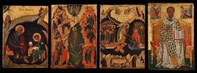 أربع أيقونات من زوج من ألواح الأبواب ، ربما جزء من Polyptych ... ، أوائل القرن الخامس عشر. بواسطة غير معروف