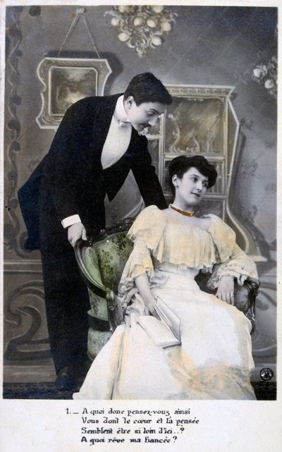 بطاقة بريدية رومانسية فرنسية ، c1900 بواسطة غير معروف