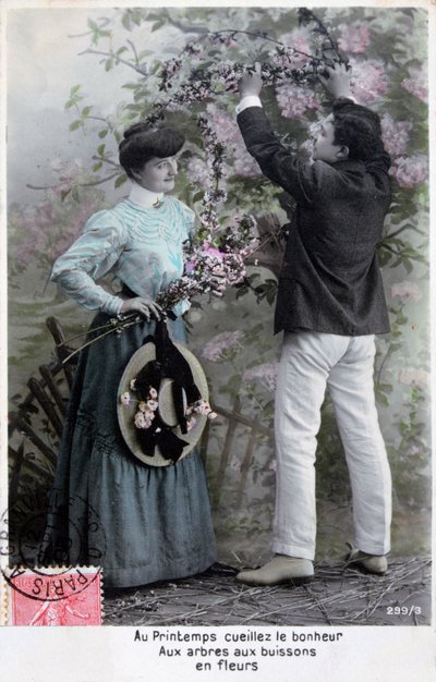 بطاقة بريدية رومانسية فرنسية ، c1900 بواسطة غير معروف