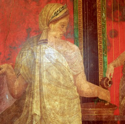 تفاصيل فريسكو ، وزير يحمل صينية طعام ، القرن الأول قبل الميلاد بواسطة غير معروف