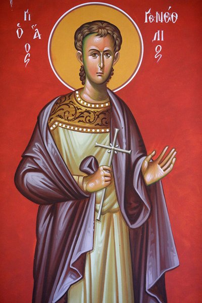 فريسكو في كنيسة الصليب المقدس ، بيدولاس. Saint Guenessios ، 20150510 ، بيدولاس ، قبرص بواسطة غير معروف