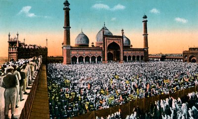 صلاة الجمعة ، مسجد جامع ، دلهي ، الهند ، أوائل القرن العشرين بواسطة غير معروف