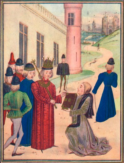 قدم Froissart كتابه عن قصائد الحب لريتشارد الثاني في 1395 ، 1905 بواسطة غير معروف