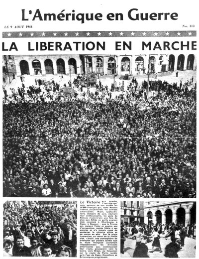 الصفحة الأولى من صحيفة LAmerique en Guerre ، 9 أغسطس 1944 بواسطة غير معروف