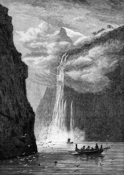 مضيق Geiranger ، مع سقوط سبع شقيقات ، النرويج ، 1882 بواسطة غير معروف