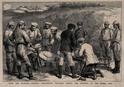 أصيب الجنرال ميخائيل دراجوميروف خلال المعركة في ممر شيبكا ، حوالي عام 1878 بواسطة غير معروف