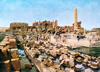 منظر عام لمعبد آمون رع الكبير ، الكرنك ، الأقصر ، مصر ، القرن العشرين بواسطة غير معروف
