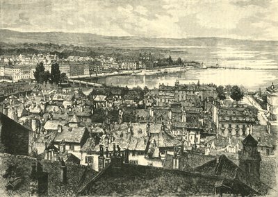 جنيف ، النظر نحو البحيرة ، 1890. بواسطة غير معروف