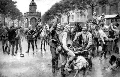القوات الألمانية التي تحتل مدينة لييج في بلجيكا ، الحرب العالمية الأولى ، 1914 بواسطة غير معروف