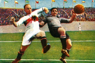 مباراة كرة القدم بين ألمانيا وأوروغواي ، 1928. بواسطة غير معروف