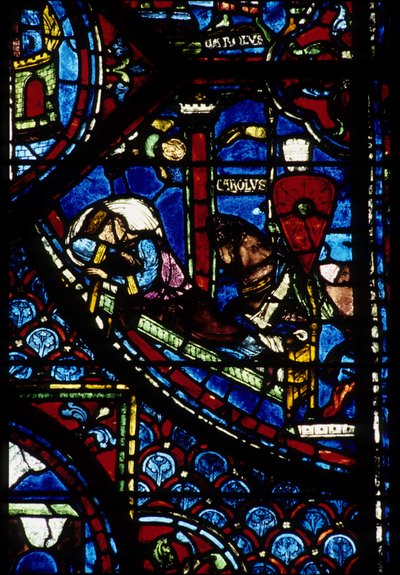 العمارة القوطية. Histoire de Charlemagne (بالتفصيل): رؤية قسطنطين (الأول ، الإمبراطور البيزنطي). زجاج معشق من العيادات الشمالية ، عبسي. كاثيدرال دي شارتر. بواسطة غير معروف