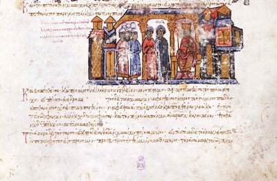 غراند برينسيس أولغا تزور قسنطينة السابعة مصغرة من مدريد Skylitzes ، سنتي 11 إلى 12 بواسطة غير معروف