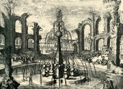 نافورة ومدرج أخضر ... Château DEnghien ، بلجيكا ، أواخر القرن السابع عشر وأوائل القرن الثامن عشر ، 1903. بواسطة غير معروف