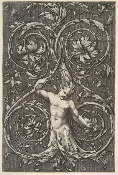 غريب الشكل مع شخصية الذكور مع الجزء السفلي من الجسم ورأس مخطوطات الأقنثة ، كاليفورنيا. 1515-1600. بواسطة غير معروف