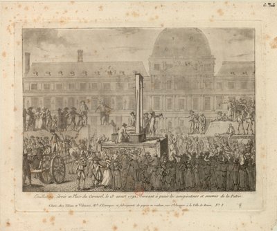 مقصلة نصبت في بلاس دو كاروسيل ، 13 أغسطس 1792 ... بواسطة غير معروف