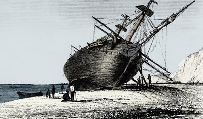 وضع HMS Beagle على الشاطئ ، ريو سانتا كروز ، باتاغونيا ، أمريكا الجنوبية ، 1834 1839 بواسطة غير معروف