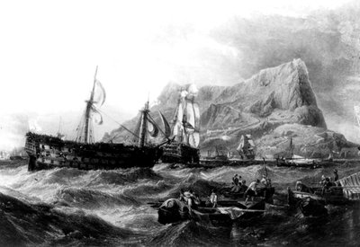 سحب HMS Victory إلى جبل طارق ، 1805 ، القرن التاسع عشر بواسطة غير معروف