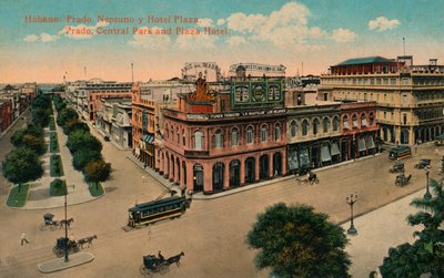 هافانا: برادو ، نيبتونو وفندق بلازا. برادو ، سنترال بارك وفندق بلازا ، c1910 بواسطة غير معروف