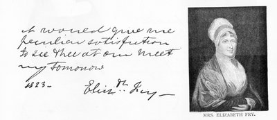 Handwriting and signature of Elizabeth Fry بواسطة غير معروف
