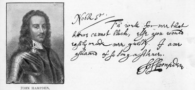 Handwriting and signature of John Hampden from a letter written to Sir John Eliot in prison, March 21 بواسطة غير معروف