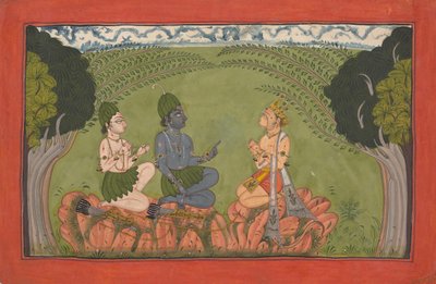 هانومان قبل راما ولاكشمانا ... مسلسل 'Mankot' Ramayana المشتت ، كاليفورنيا. 1710-25. بواسطة غير معروف