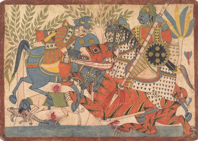 Harishchandra ووزيره يقتلان نمر من سلسلة Harishchandra ، 1800-1850. بواسطة غير معروف