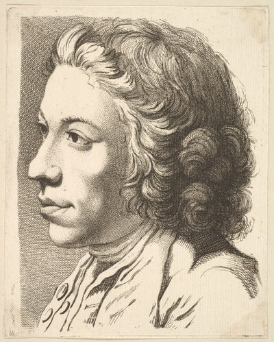رأس رجل في الملف الشخصي ، من Livre de Têtes Gravées dapres F. Boucher et Autres ... ، القرن الثامن عشر. بواسطة غير معروف