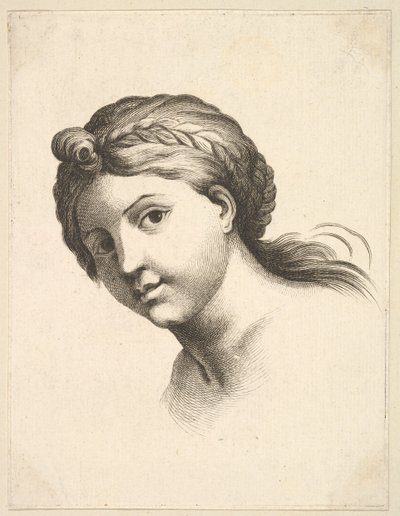 رأس امرأة ، من كتاب Livre de Têtes Gravées dapres F. Boucher et Autres Book of ... ، القرن الثامن عشر. بواسطة غير معروف