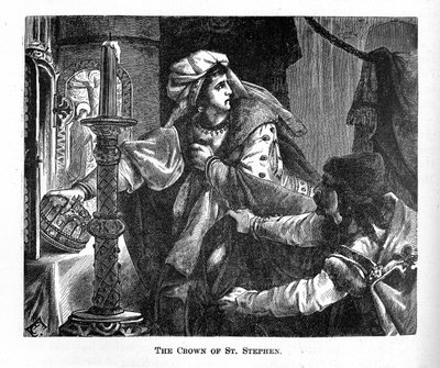 هيلين كوتاننرين تسرق التاج الملكي للقديس ستيفن عام 1440 من تاريخ التصوير في الغرب بواسطة غير معروف
