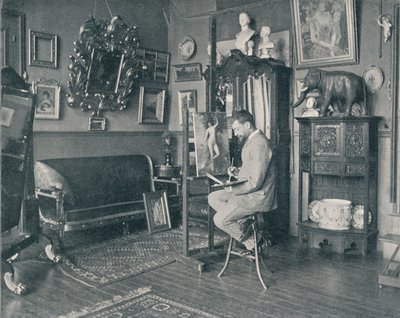 هنري جيرفكس في مرسمه ، c1897 بواسطة غير معروف
